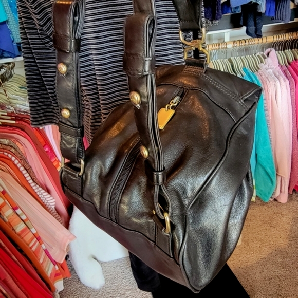 DKNY ♡ Sweet Vintage Genuine SOFT Black Leather Swivel Convertable Backpack Bag - Picture 8 of 17